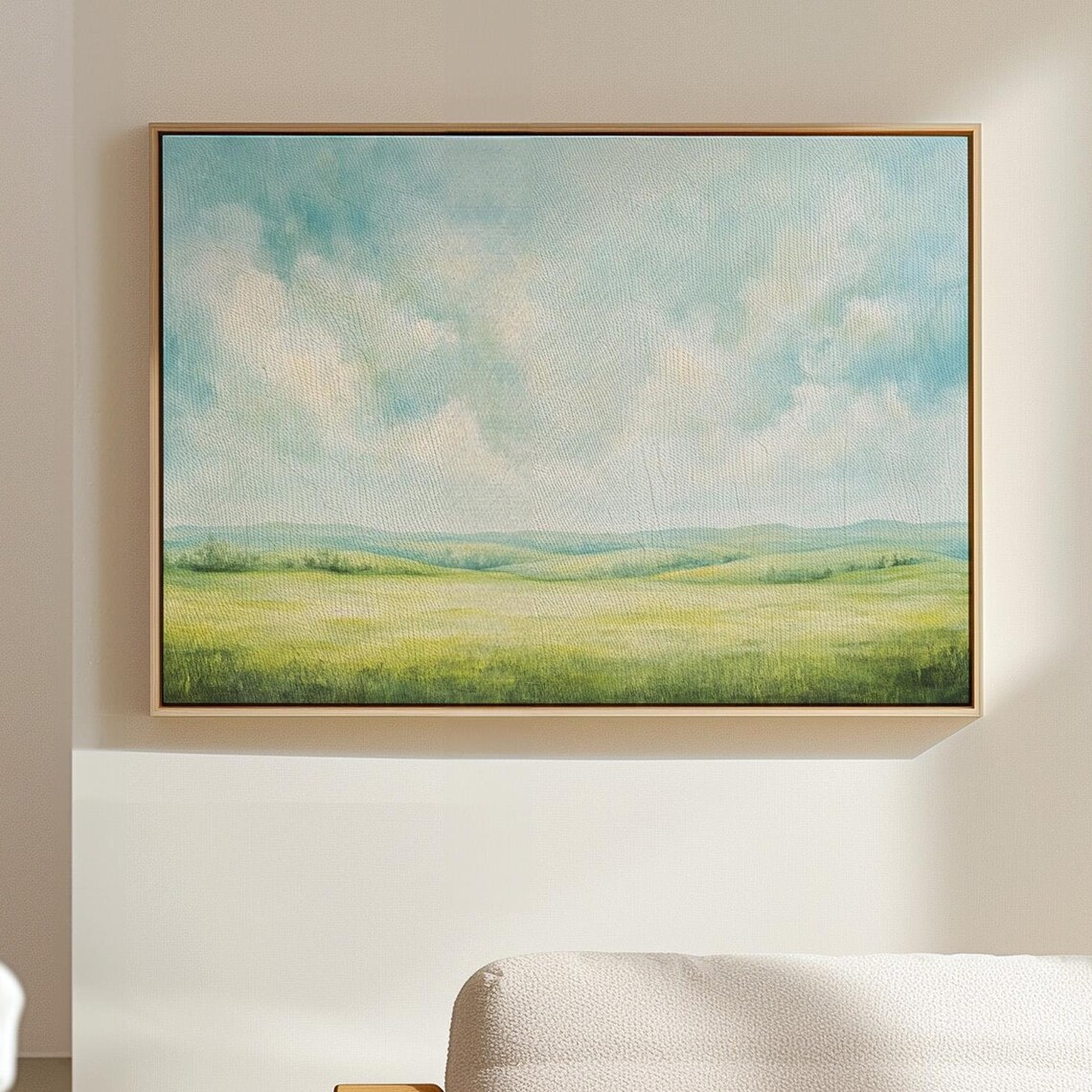 Serene Pastel Rolling Hills Under Soft Cloudy Sky Landscape Wall Art