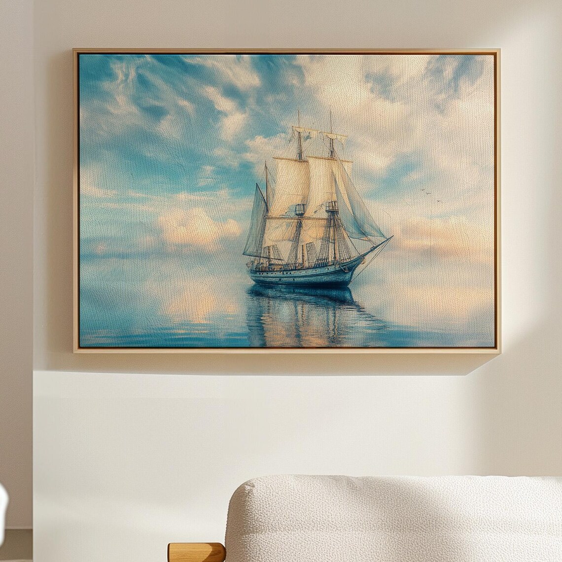 Tall Sailing Ship On Calm Waters With Dramatic Sky And Soft Reflections Scene Poster