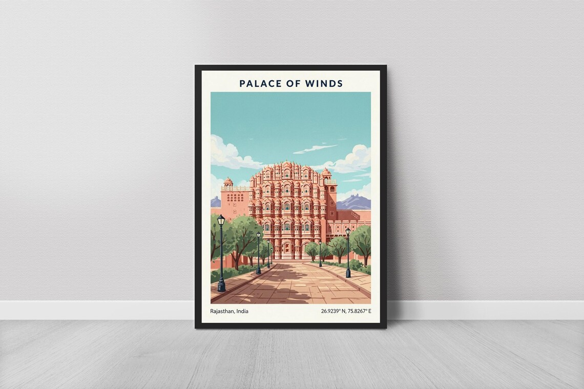 Jpur Palace Of Winds, Vintage Travel Poster