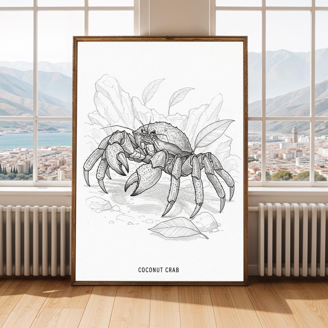 Coconut Crab Illustration Poster Fine Line Ink Sketch Art