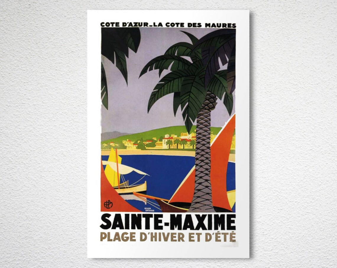 Saint Maxime Côte D'Azur France Vintage Travel Poster - Image 2