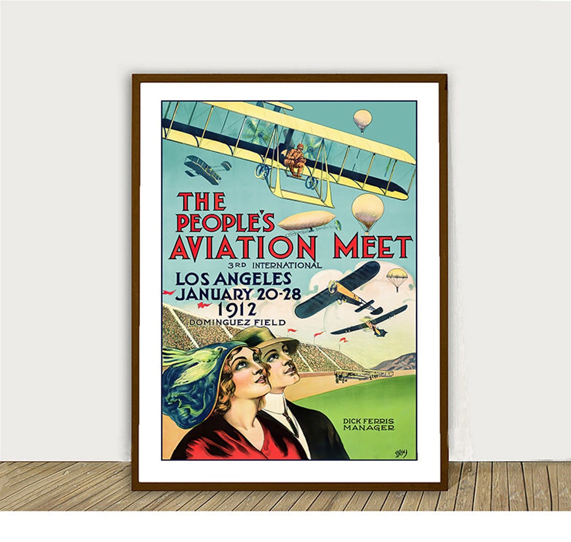 The Peoples Aviation Meet 1912 Los Angeles Biplane Airshow Poster