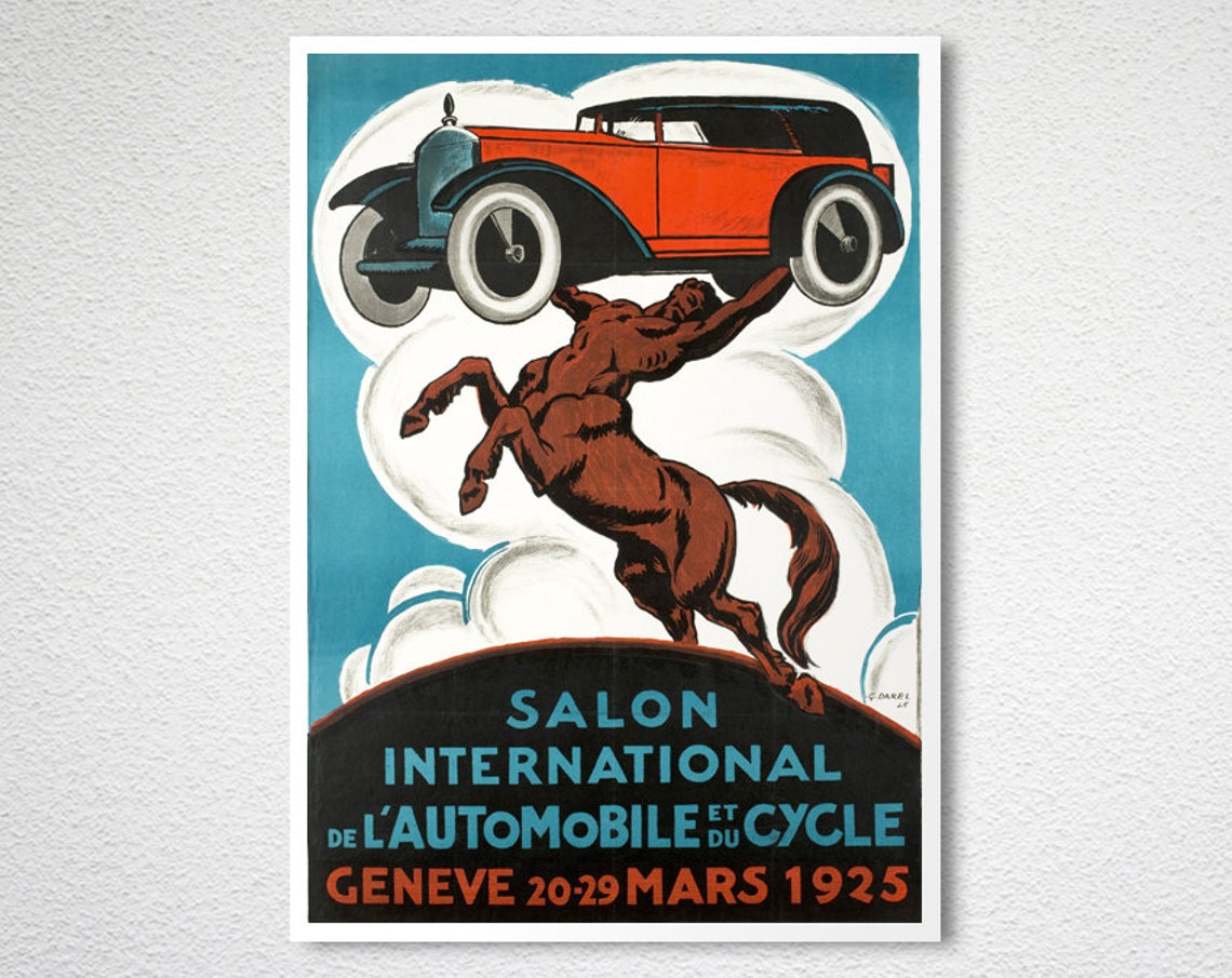 Salon Automobile Genève 1925 Centaur Classic Car Vintage Poster - Image 2