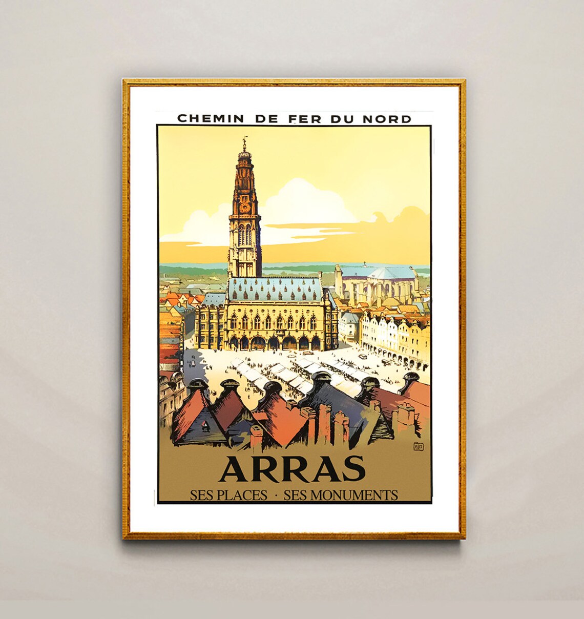 Arras Belfry Chemin de Fer du Nord Vintage France Travel Poster - Image 2