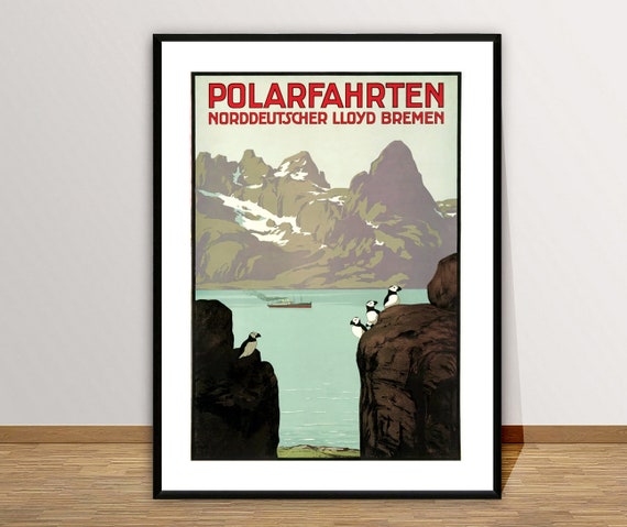 Polarfahrten Norddeutscher Lloyd Bremen Vintage Travel Poster Retro Art Gift Idea Wall Decor
