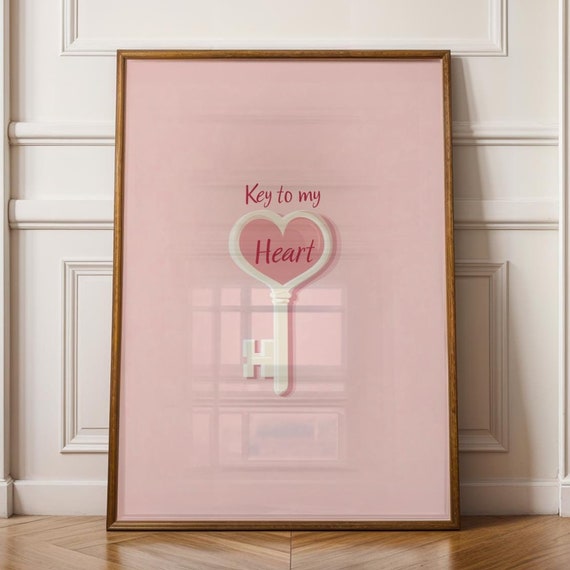 Key To My Heart Wall Art Valentines Day Art Valentines Day Gift Idea Cute Pink Valentine Gift Romantic Love Decor Pink Decor