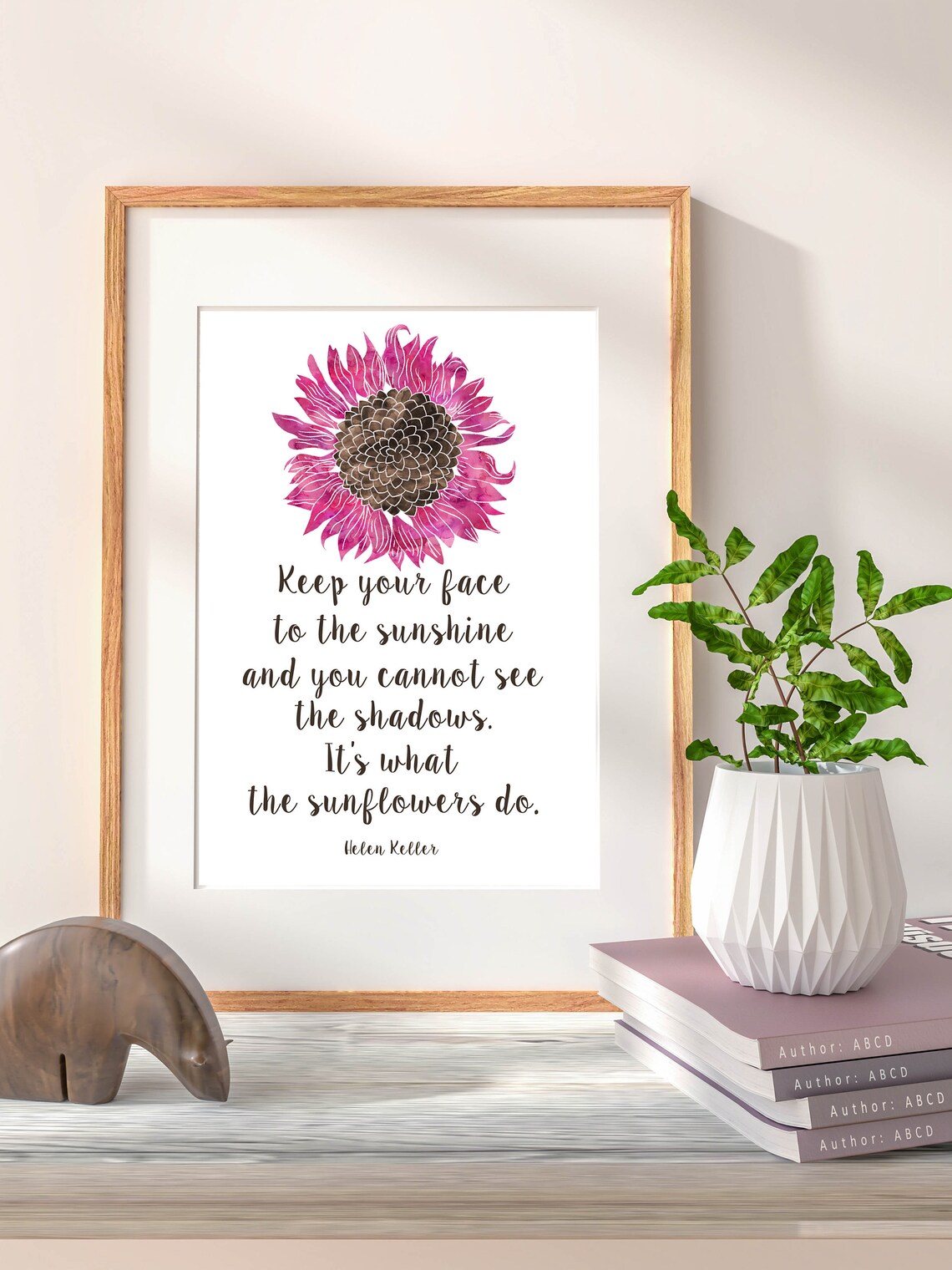Helen Keller Sunshine Quote Pink Sunflower Inspirational Wall Poster - Image 2
