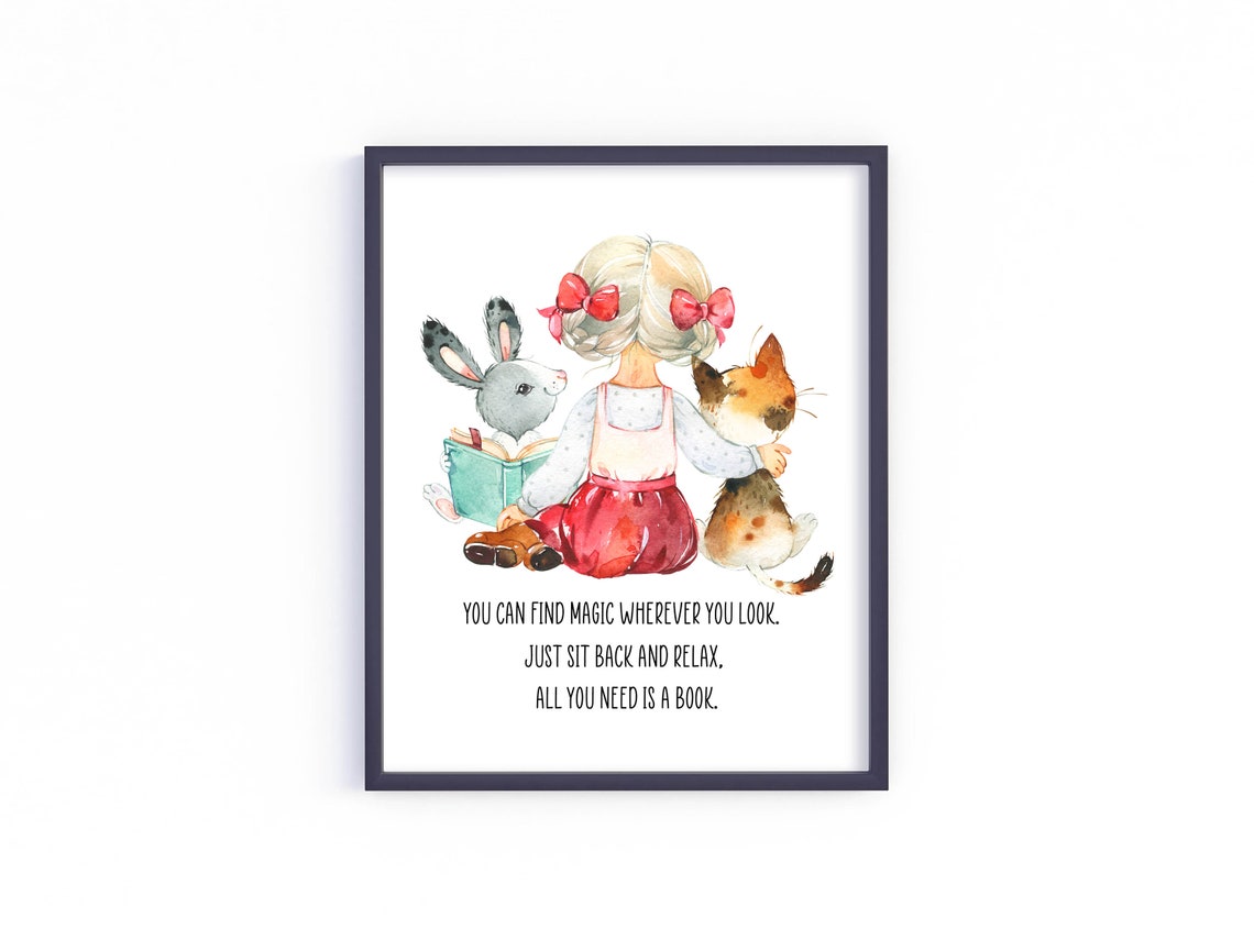 You Can Find Magic Wherever You Look Book Quote Reading Girl Poster - Image 8