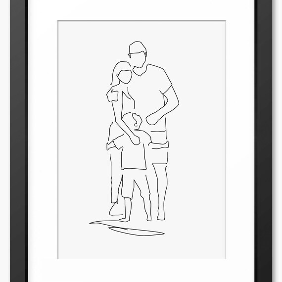 Line Art Line Drawing Print Family Portrait Family Line Art Family Drawing Special Gift Family Illustration Gift For Mom Mum Art