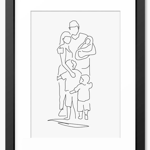 Family Line Art Family Drawing Family Print Family Portrait Gift For Mom Family Gift Print Personalised Gift For Family Family Art