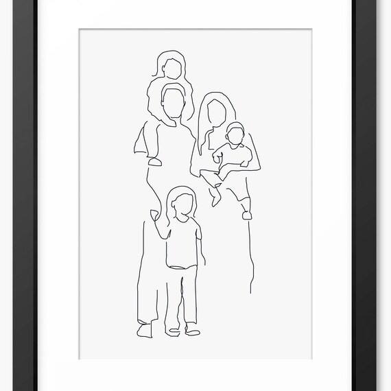 Family Line Art Family Print Family Illustration Family Drawing Line Art Fathers Day Gift Gift For Dad Wall Art Line Drawing Family