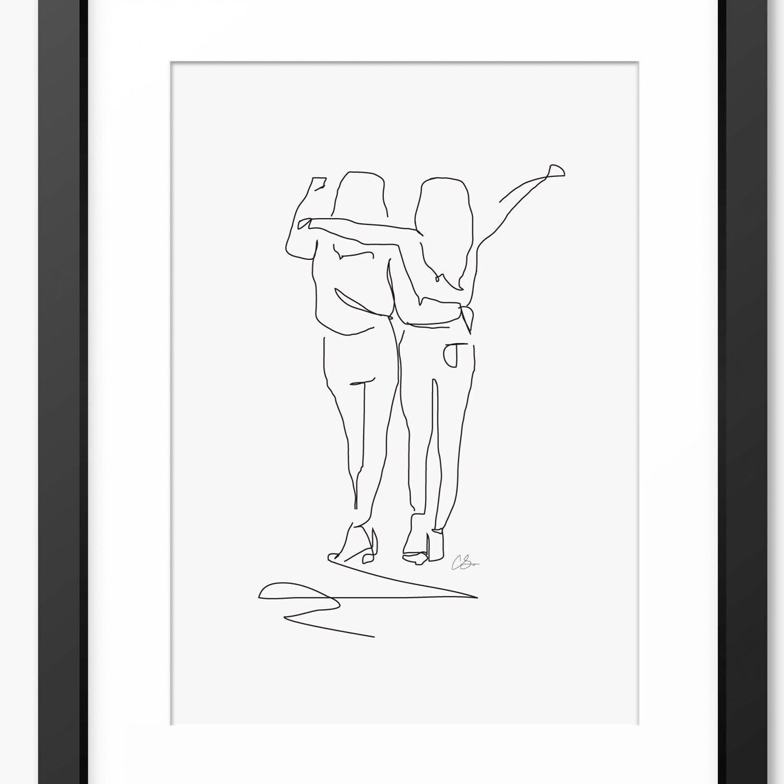 Two Women Celebrating Together With Arms Around Shoulders Poster