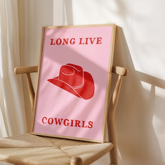 Long Live Cowgirls Cowboy Hat Trendy Pink Retro Room Wall Poster