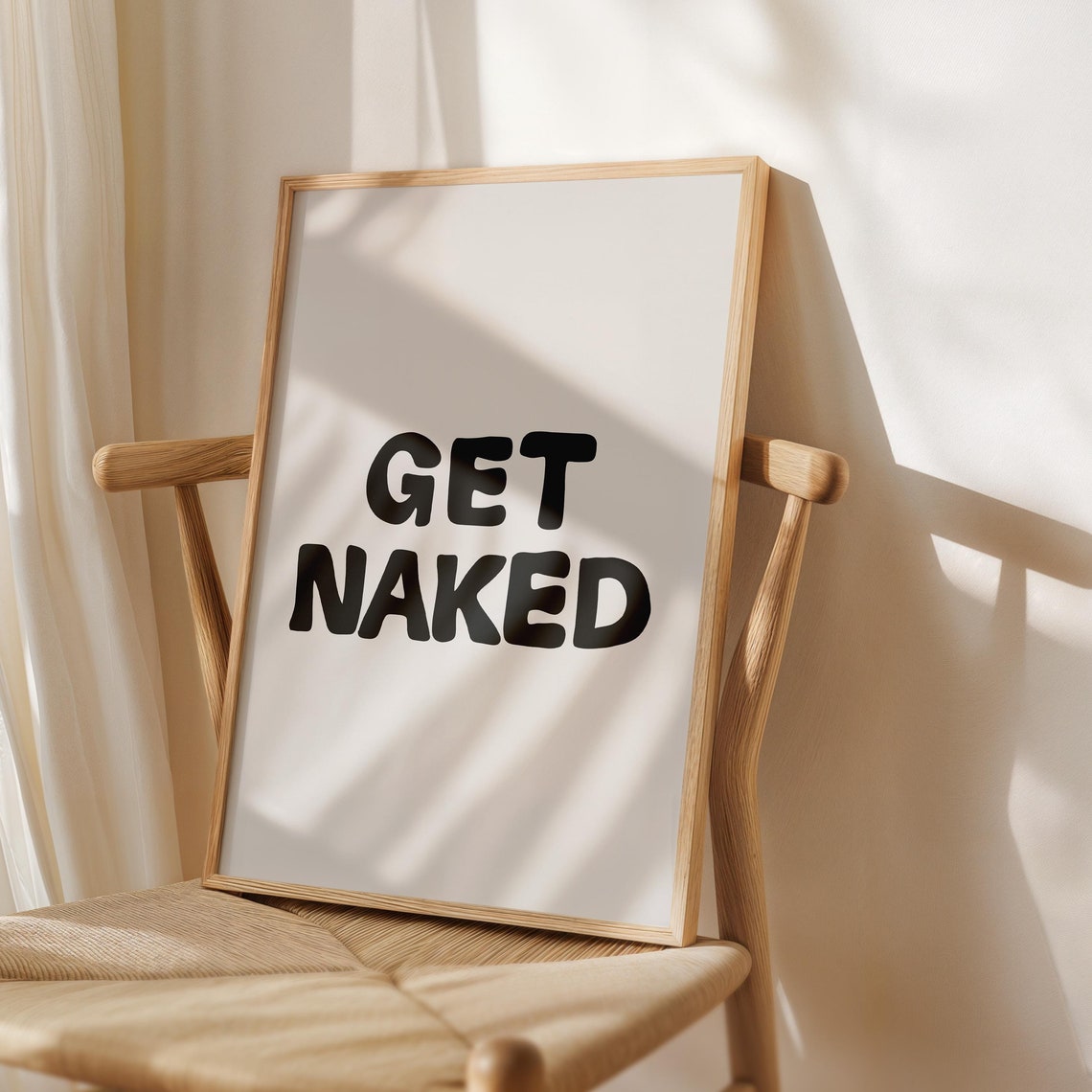 Get Naked Bold Black Retro Letters Funny Bathroom Quote Poster