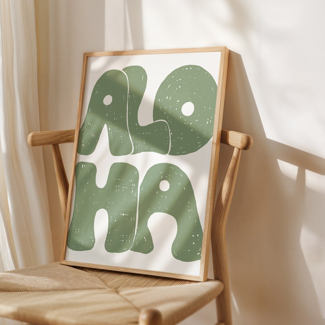 Sage Green Poster Decor Aloha Word Eclectic Home Print Tropical Girly Room