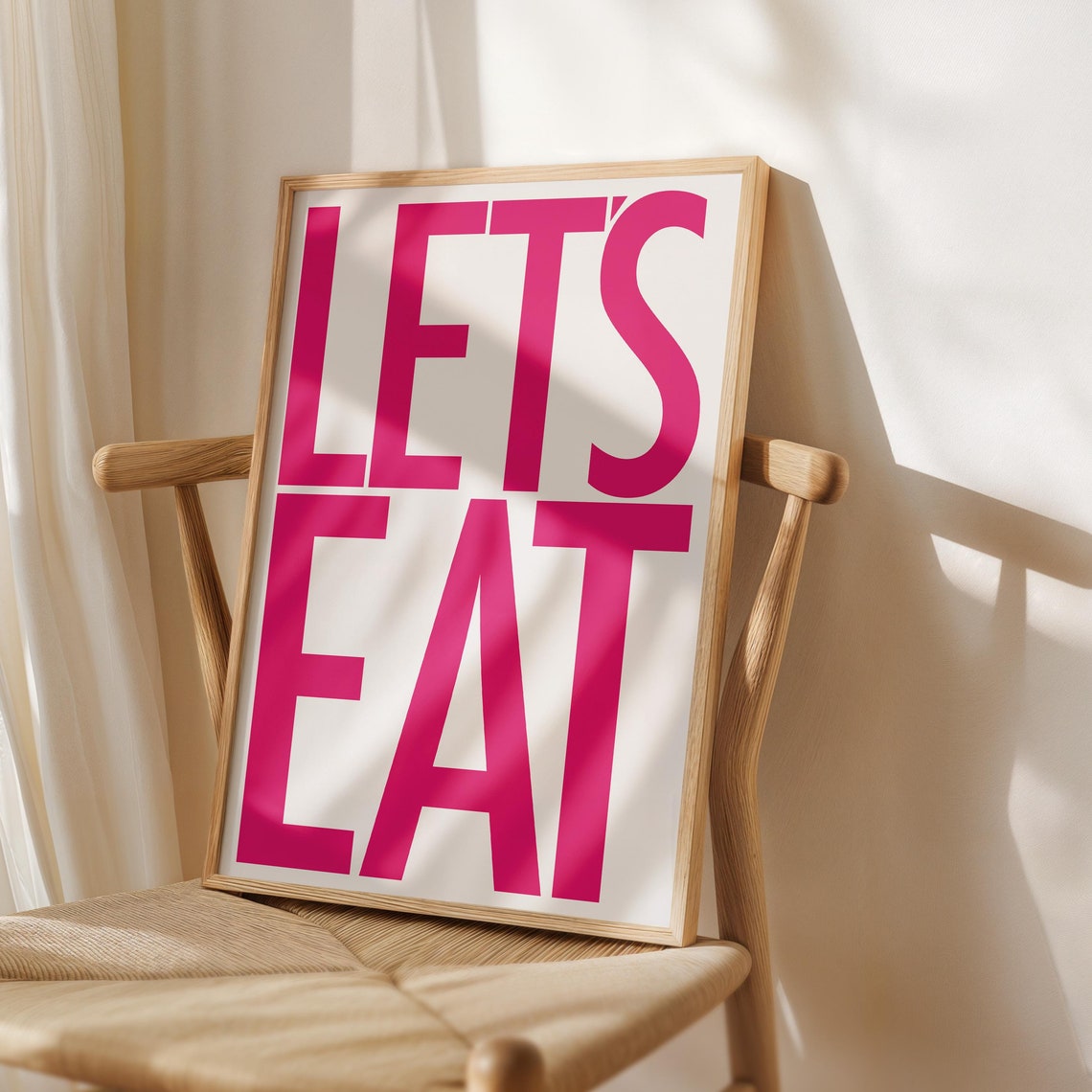 Let's Eat Bold Pink Typography Statement Kitchen Decor Poster