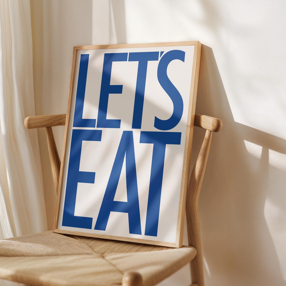 Let's Eat Bold Blue Typography Statement Kitchen Decor Poster