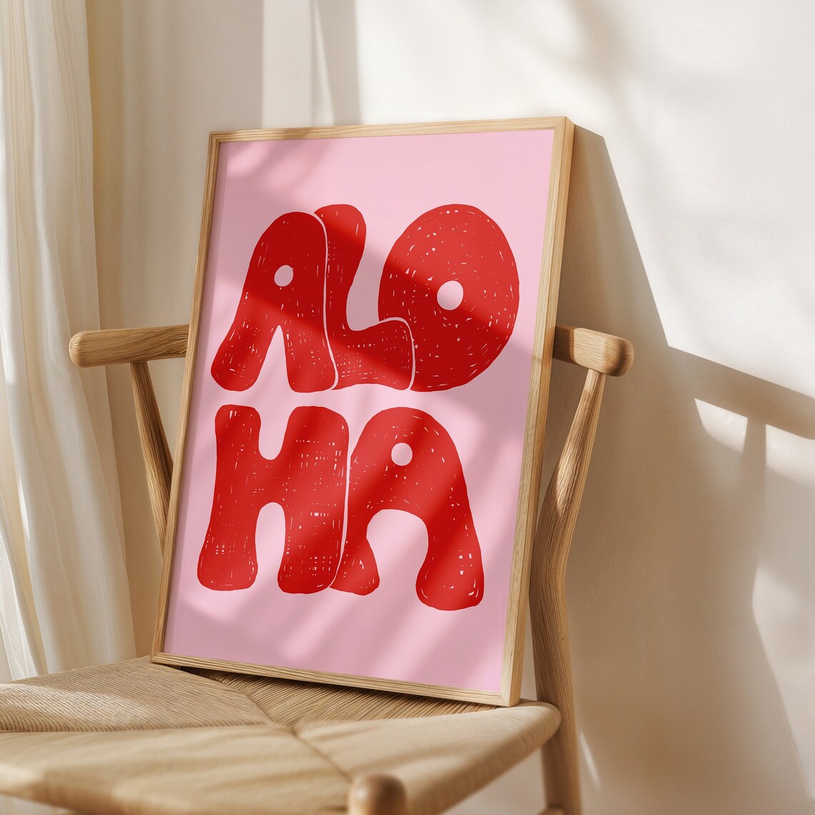 Aloha Red Typography Preppy Girly Trendy Pink Room Wall Poster