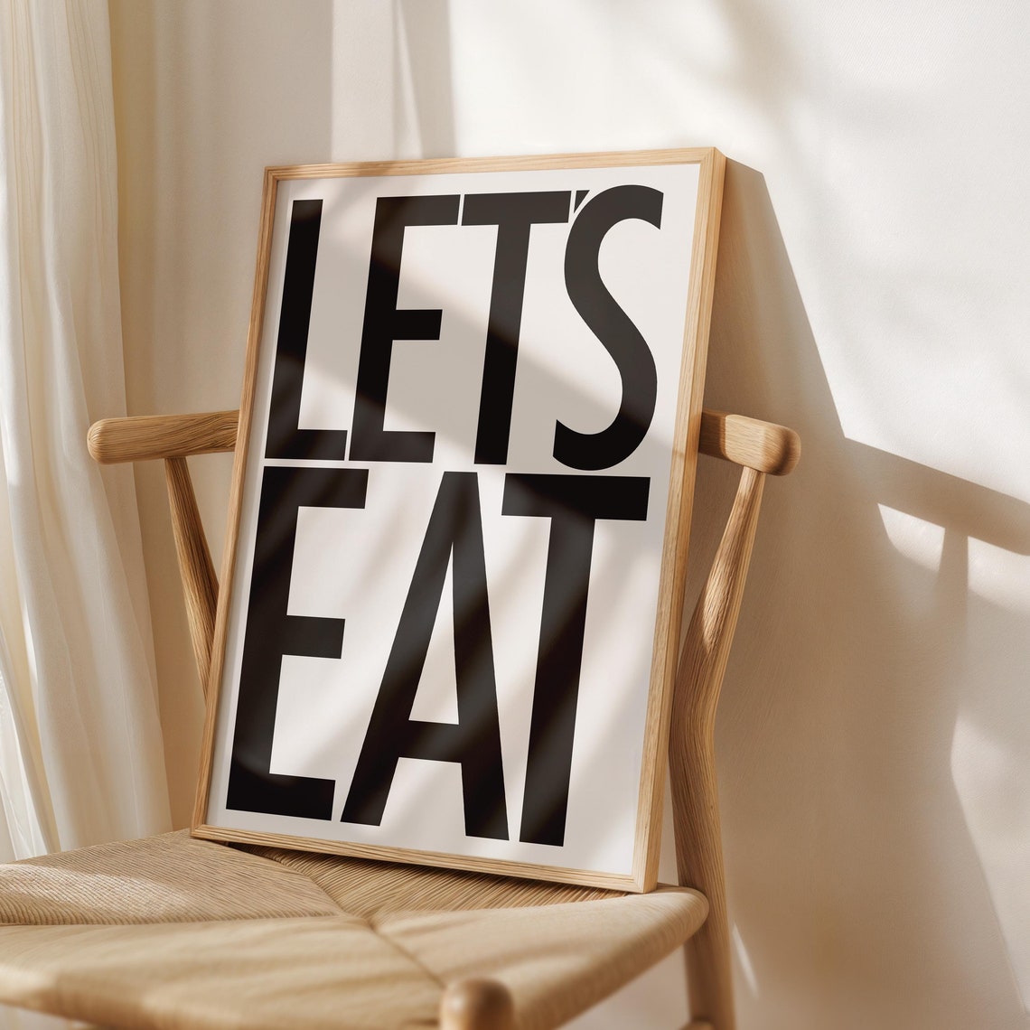Let's Eat Bold Black Typography Statement Kitchen Decor Poster