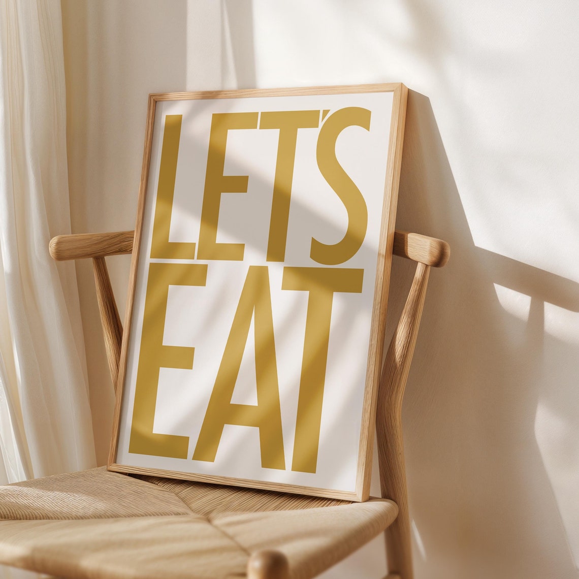 Let's Eat Bold Gold Typography Statement Kitchen Decor Poster