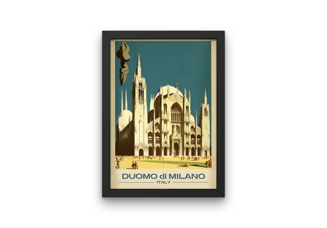 Duomo di Milano Italy Gothic Cathedral Retro Vintage Travel Poster
