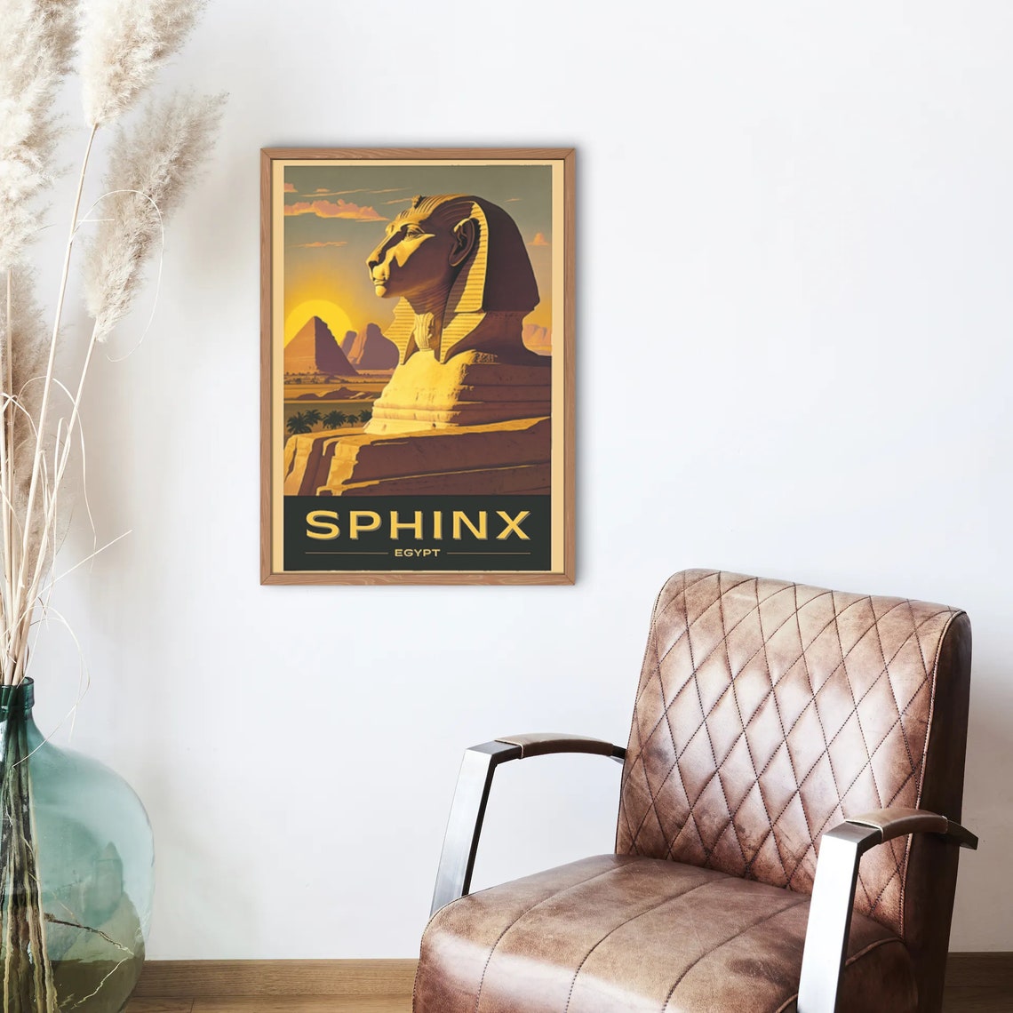 Great Sphinx Egypt Retro Vintage Travel Poster Desert Sunset View - Image 2