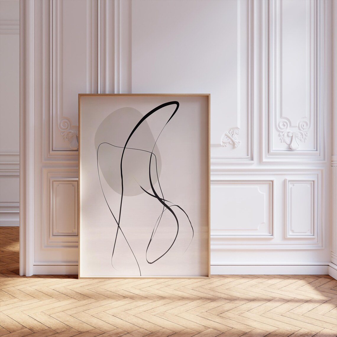 Neutral Art Line Drawing, Scandinavian Minimalist Art Print