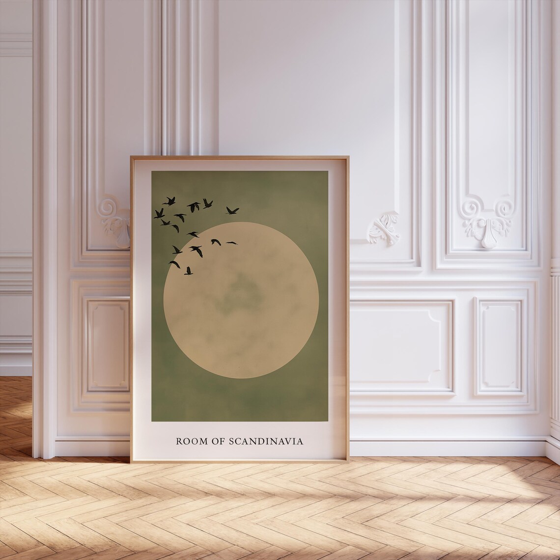 Japandi Wall Art, Minimalistic Abstract Sky Birds