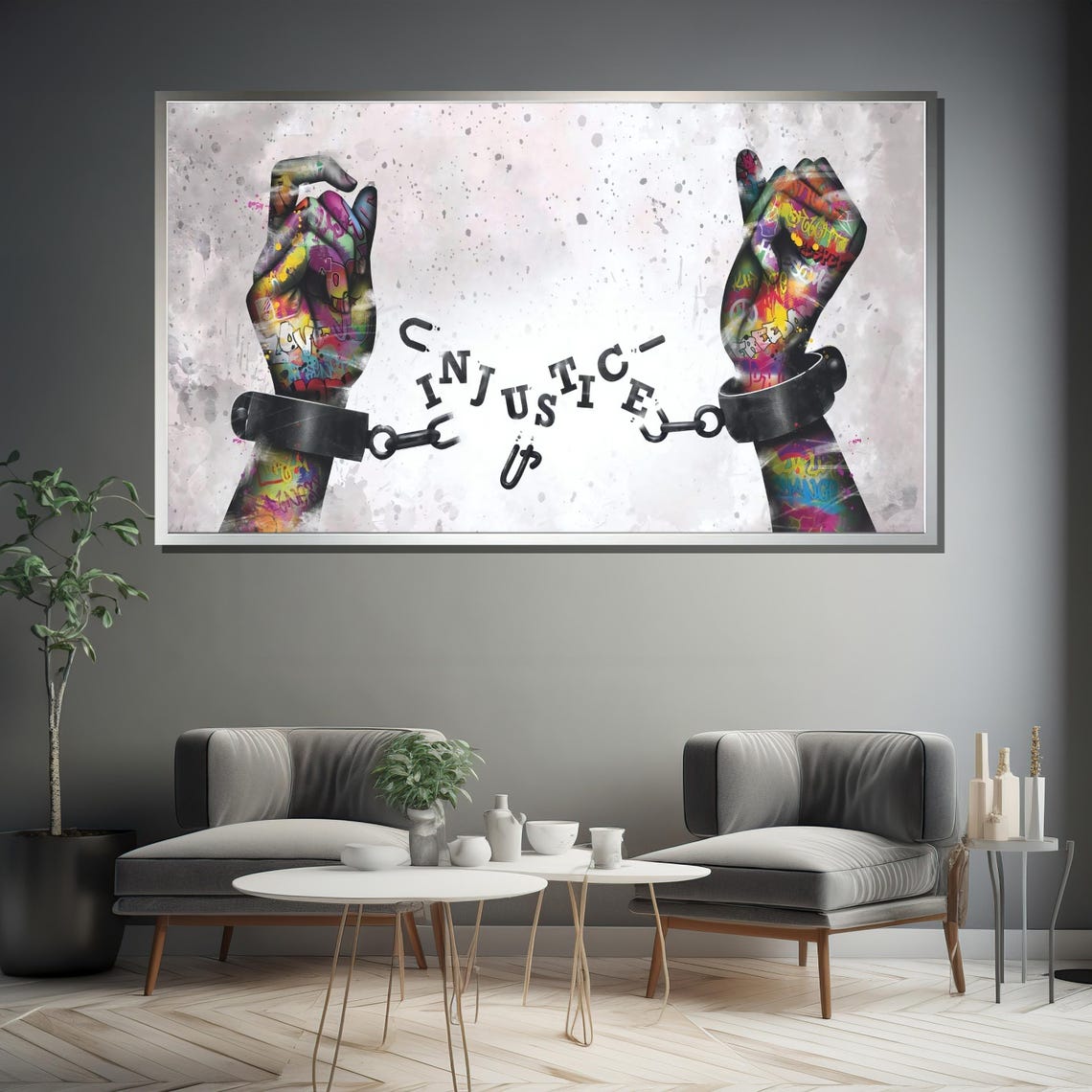Graffiti Inspired Injustice Break Free Wall Art Bold Statement Piece For Modern Spaces - Image 4