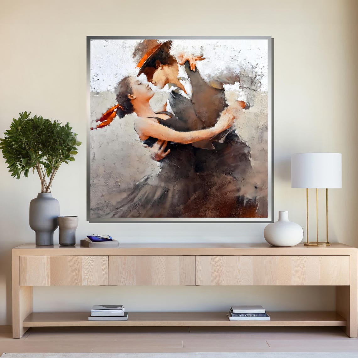 Romantic Couple Dance Painting Modern Wall Art For Living Room Decor Abstract Textured Art Of Tango Dance Lovers - Image 4