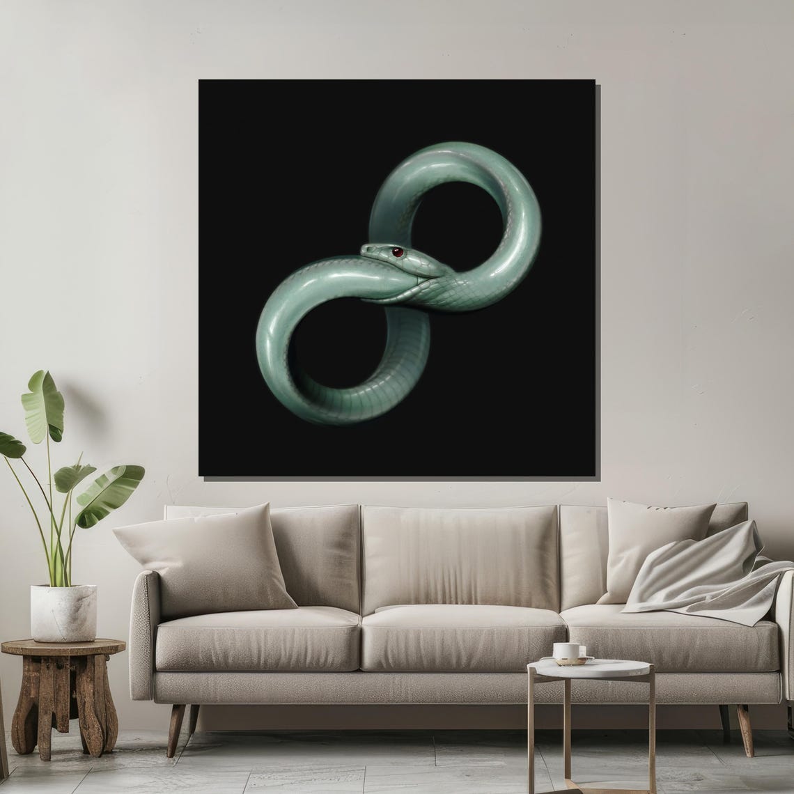 Jade Green Ouroboros Snake Infinity Symbol Moody Dark Poster - Image 2