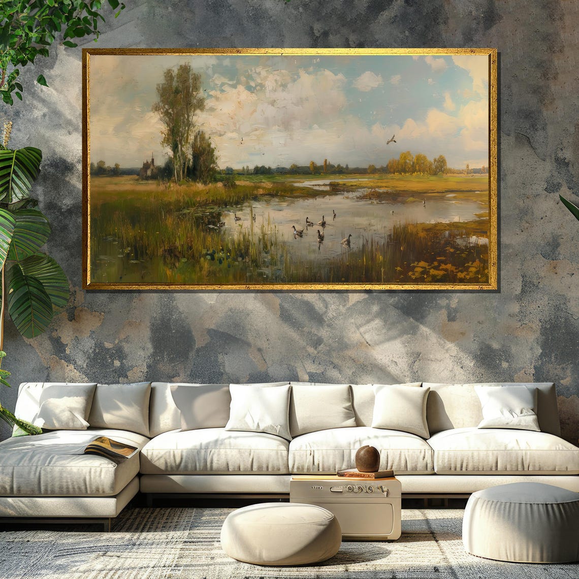 Tranquil Marsh Wetlands Landscape With Wild Ducks Painterly Poster - Image 6