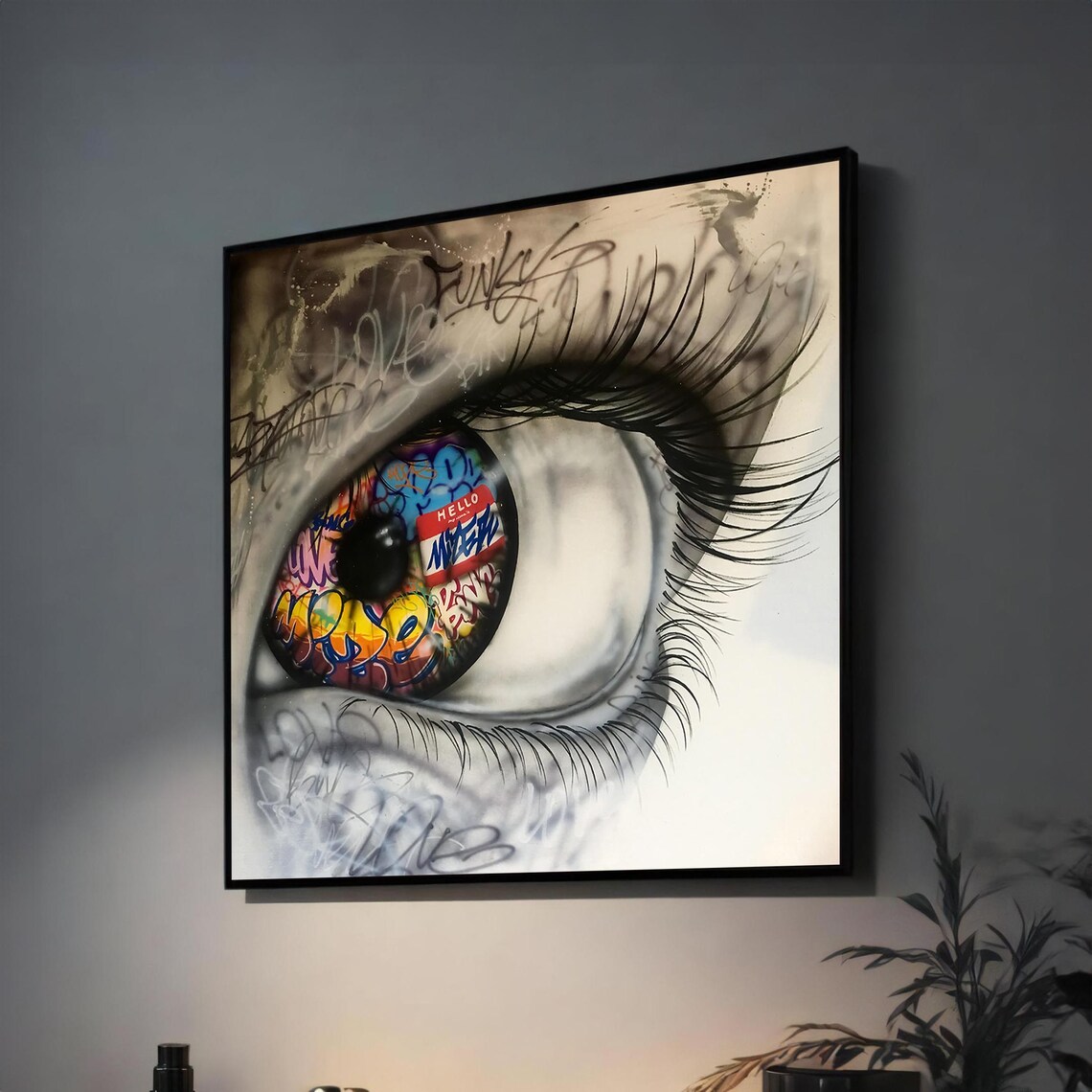 Graffiti Eye Street Art Bold Urban Poster for Modern Loft Decor
