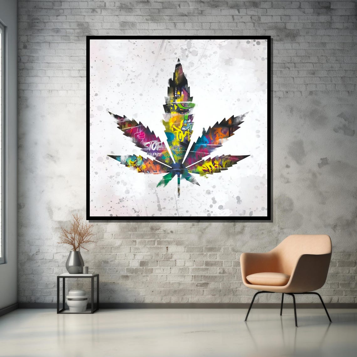 Cannabis Leaf Filled With Colorful Graffiti Designs Street Art Poster - Image 5
