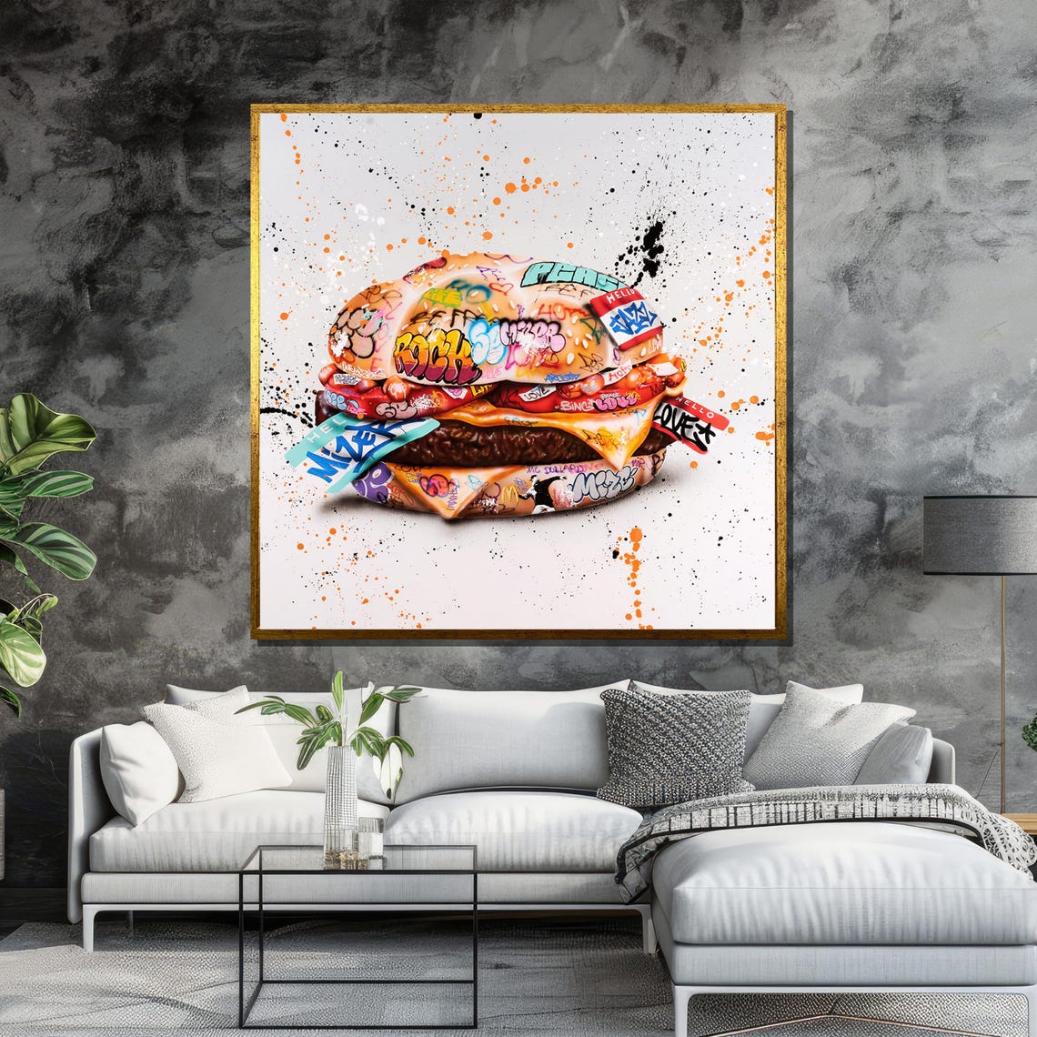 Graffiti Burger Bold Street Art Style Cheeseburger Print For Modern Urban Wall Decor Vibrant Food Art - Image 6