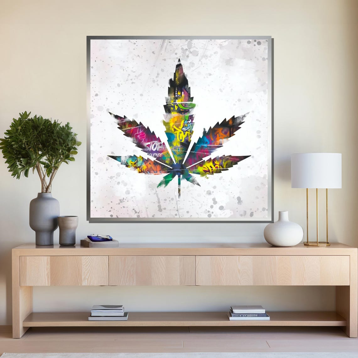 Cannabis Leaf Filled With Colorful Graffiti Designs Street Art Poster - Image 4