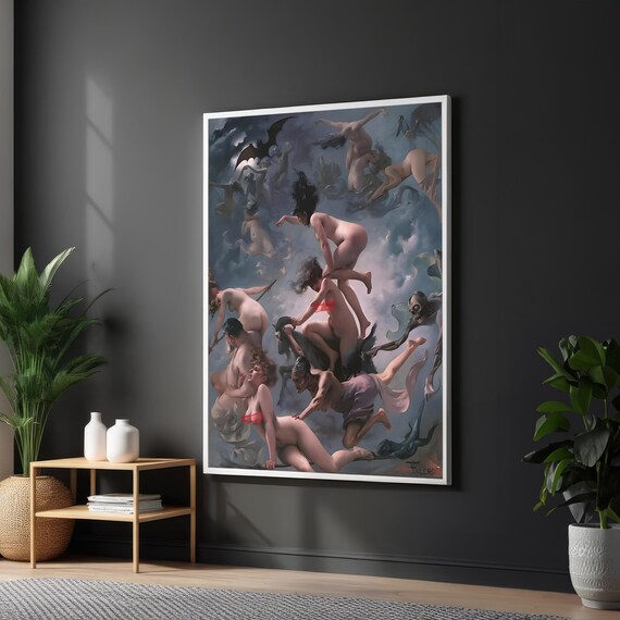 Luis Ricardo Falero Painting The Witches Sabbath Ready To Hang Fantasy Art For Living Room Or Office Decor