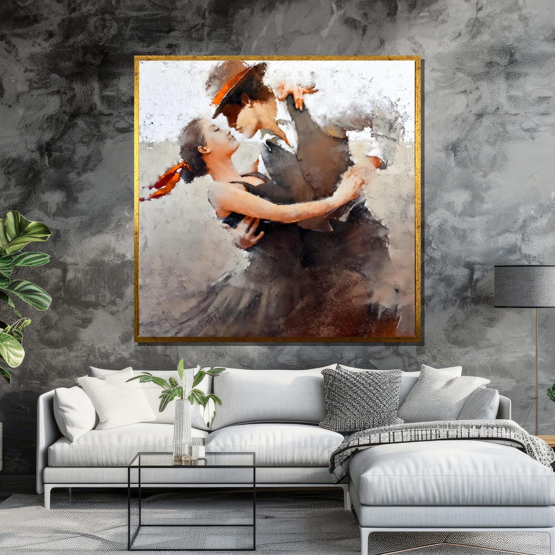 Passionate Tango Embrace Couple in Fedora Hat Poster for Living Room - Image 6