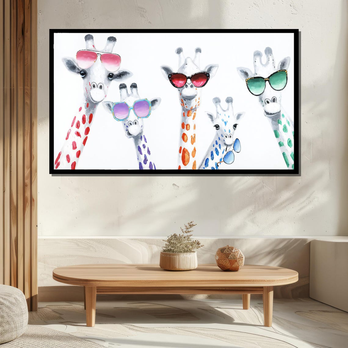 Five Playful Giraffes Wearing Colorful Sunglasses Funny Wall Poster - Image 5