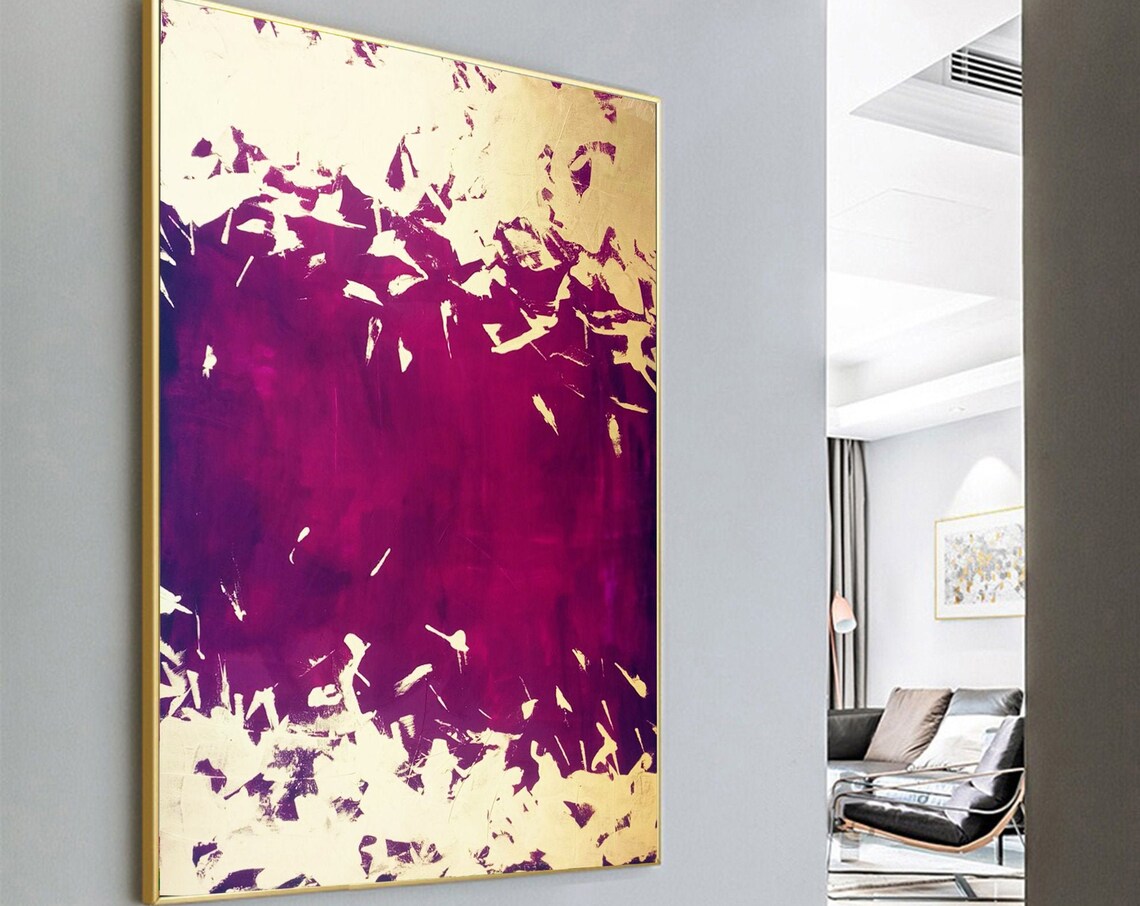 Gold Leaf Purple Abstract Wall Art Print, Large - Image 6