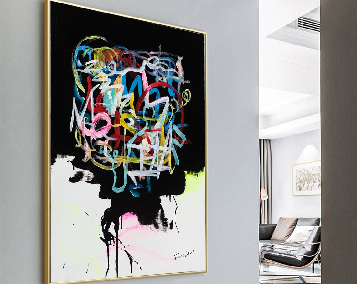 Abstract Painting, Modern Black Contemporary Art Print