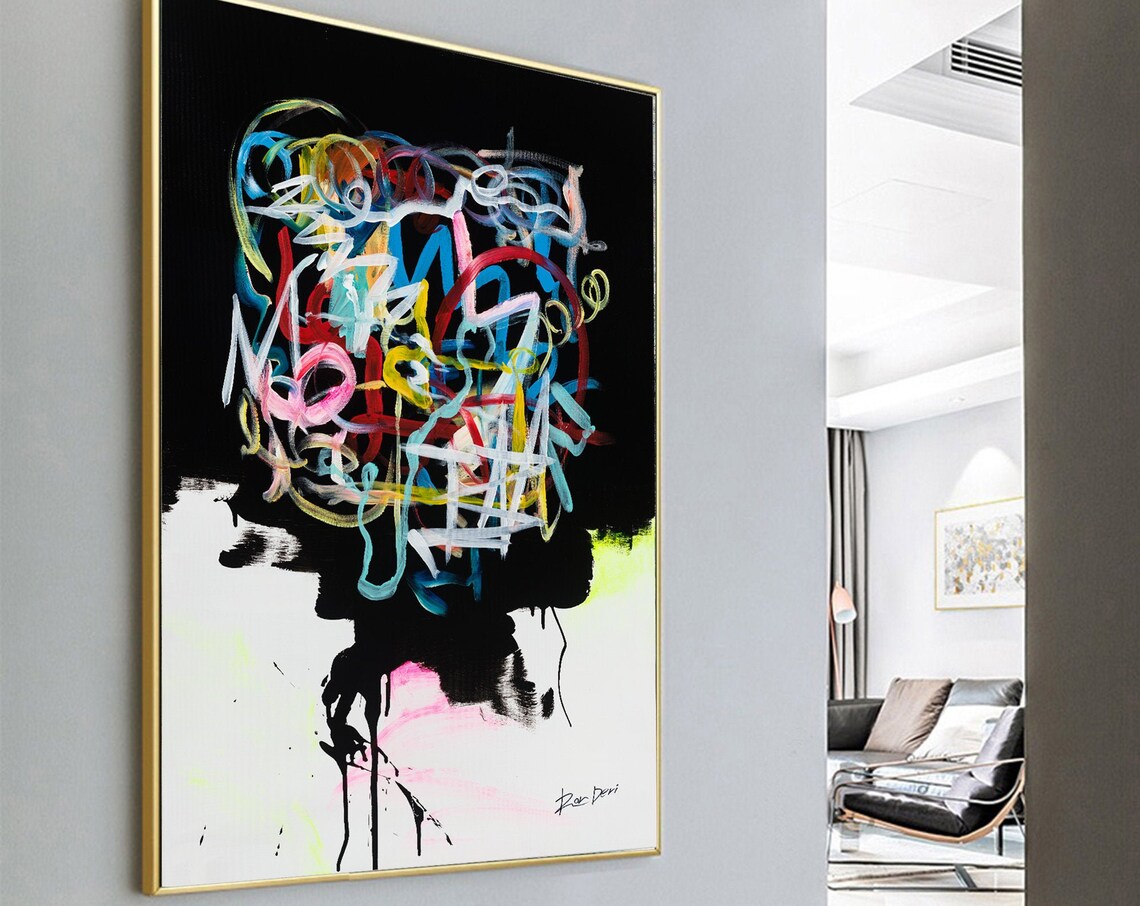 Black Abstract Art Print, Modern Vertical Decor - Image 5