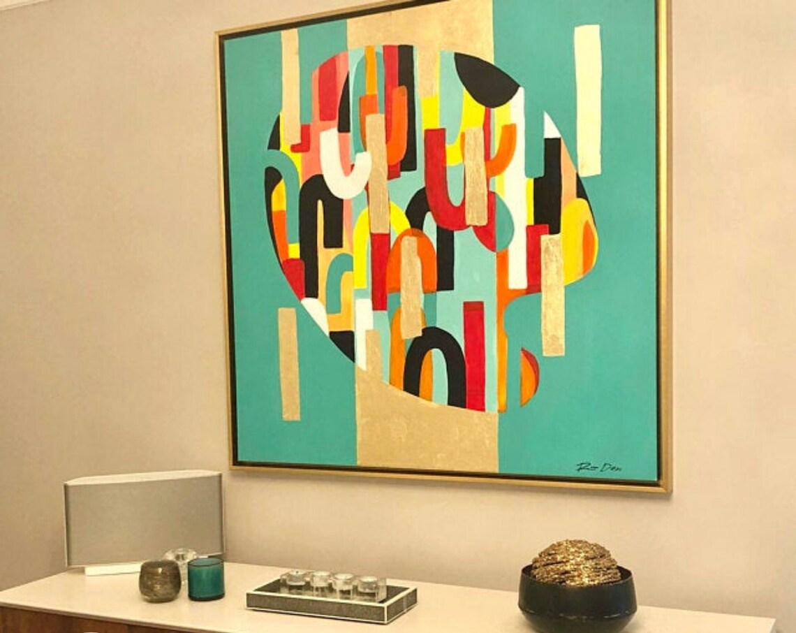 Gold Leaf Abstract Art Print, Colorful Painting - Image 5