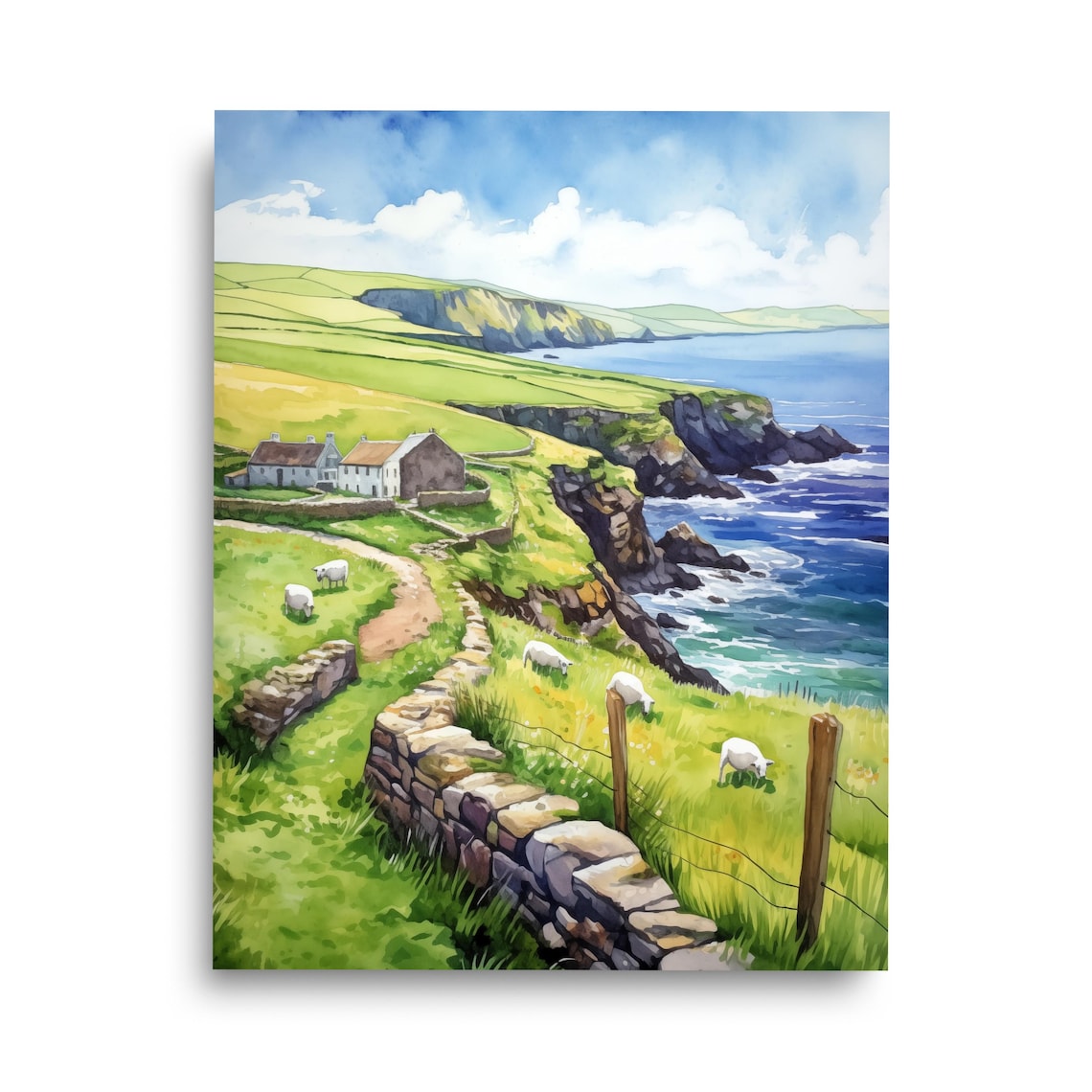 Dingle Peninsula Travel Poster, Irish Country Watercolor