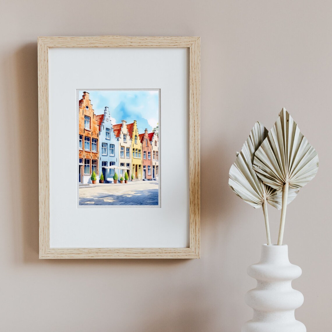 Bruges Watercolor Travel Poster, Belgium Cityscape - Image 2