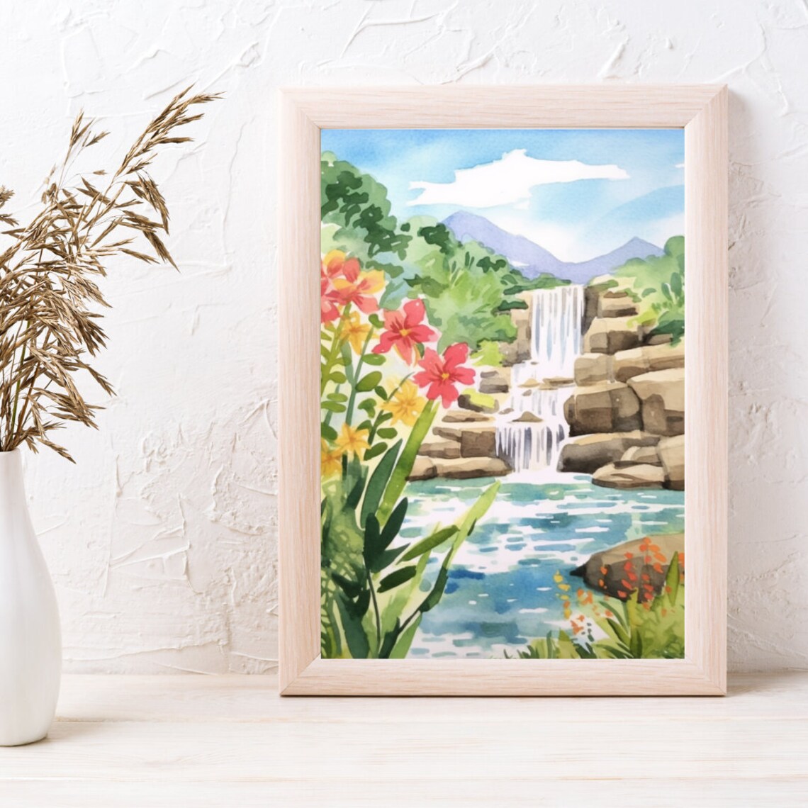 Waimea Falls Watercolor Travel Poster, Oahu Hawaii - Image 2