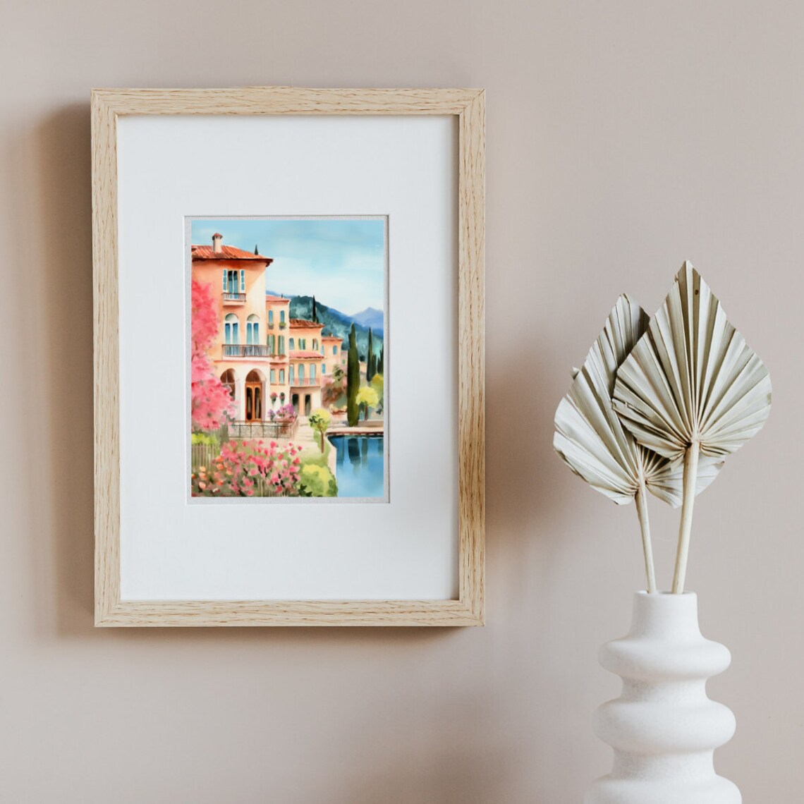 Lake Como Watercolor Travel Poster, Italian Lakefront - Image 3