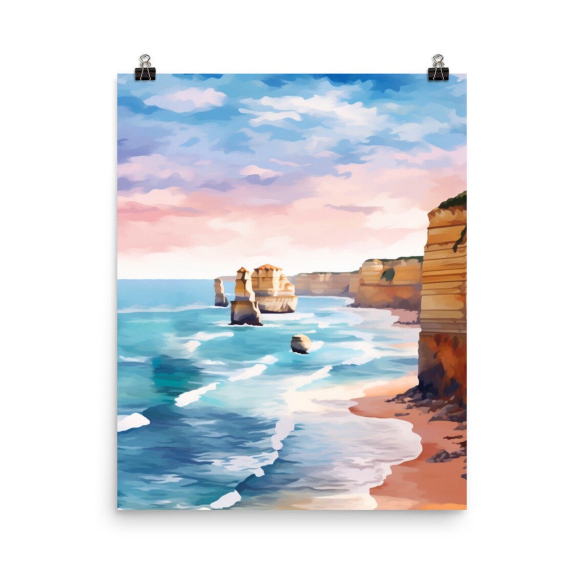 Twelve Apostles Watercolor Print, Great Ocean Road