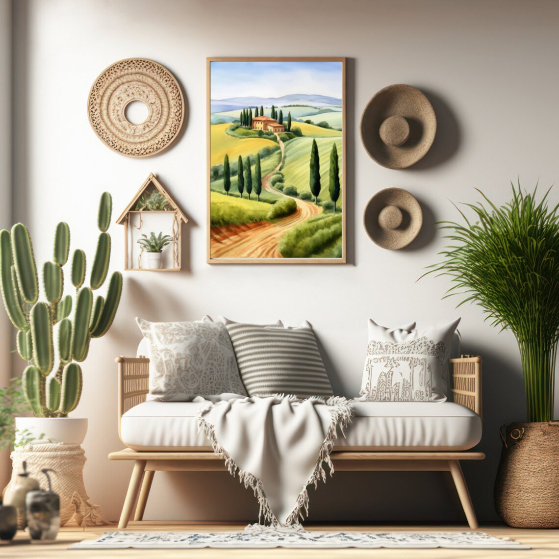 Val Dorcia Watercolor Art Print, Tuscany Hills - Image 2