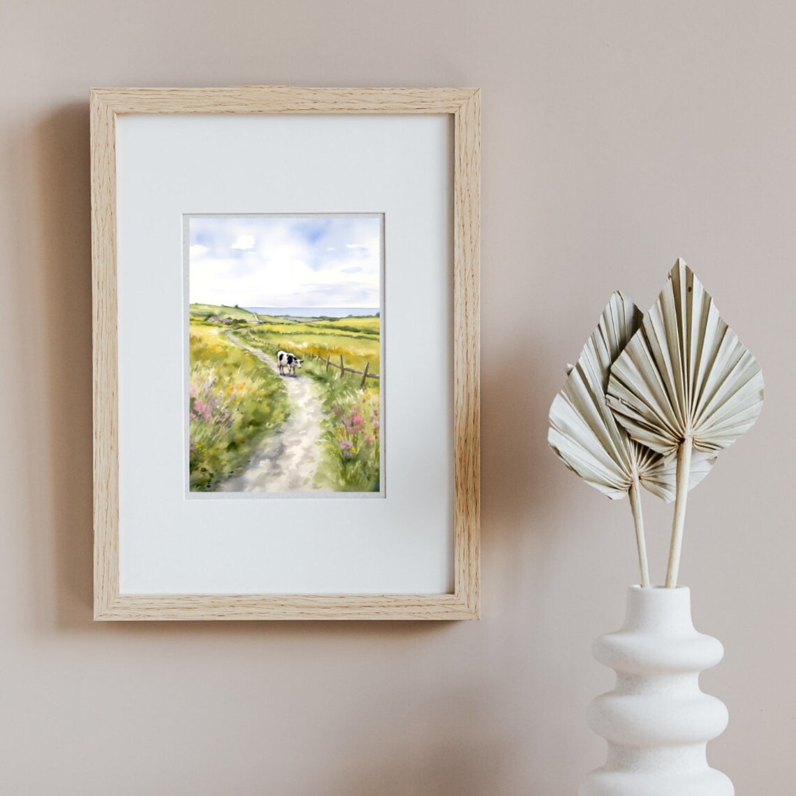 Galway Country Lane With Cow Through Meadow Toward The Sea Poster - Image 2